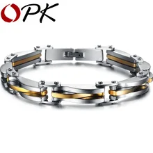ОПК панк рок тяжелый металлический браслет серебро/золото цвет Текстура Нержавеющая сталь бесконечность звено цепи браслет крутые мужские украшения