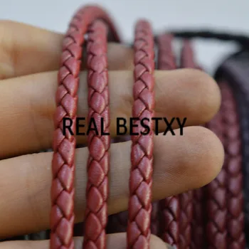 

REAL BESTXY 5m/lot 5mm red Round Braided Leather Cord For Necklace Bracelet String Rope Thread Lace Jewelry Making DIY bracelets