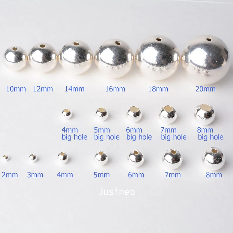 Silver 925 Sterling Silver Beads Plain Round 4mm Pack Of 5