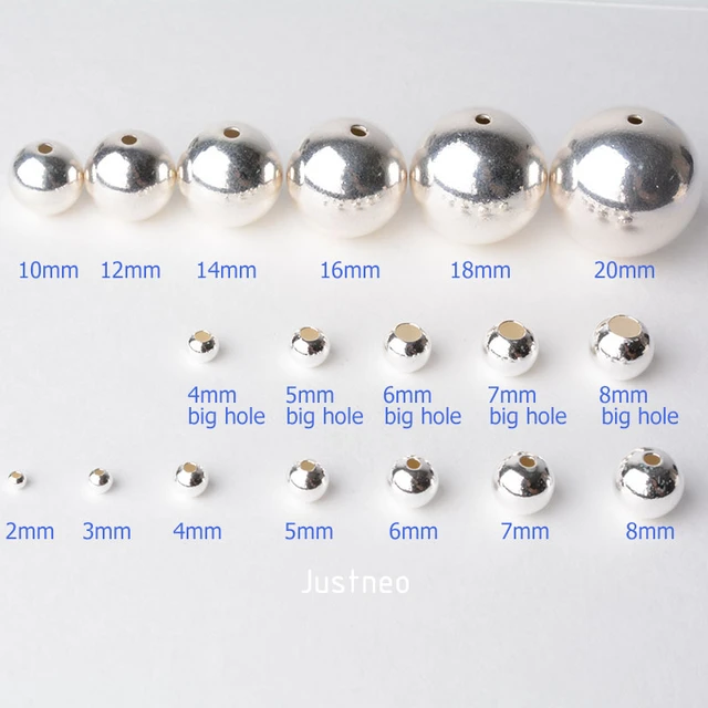 925 Sterling Silver Beads 2mm/2.5mm/3mm/4mm/5mm/6mm/8mm/10mm/12mm