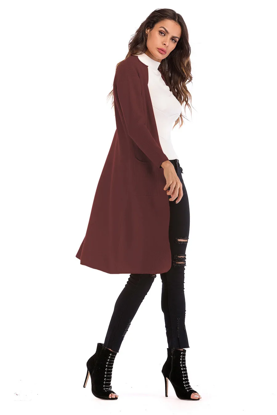 Gladiolus New 2018 Casual Autumn Winter Sweater Women Long Sleeve Button Pocket Knitted Long Cardigan Women Jumper Sweater Coats (12)