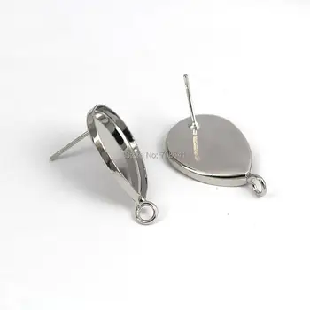 

Blank Stud Earrings Settings Teardrop Bezel tray with Loop Side Cabochons Cameo Stud Earrings post Findings Multi-color Plated