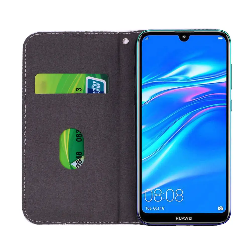 Чехол книжка y7 2019 для Huawei Y7 Pro роскошный блестящий чехол бумажник из