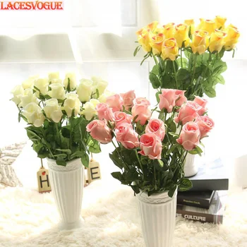 

Artificial Flowers PU Rosese Flores Garden Decoration Fake Flowers Decoration Home Wedding Party Flower Fleur Artificielle 10PCS