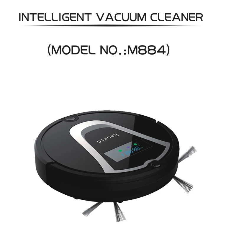 Eworld M884 Smart Dry Robot Vacuum Cleaner Wet and Dry Clean MOP Dust Tank HEPA FilterSelf Charge ROBOT Carpet Sweeper Black