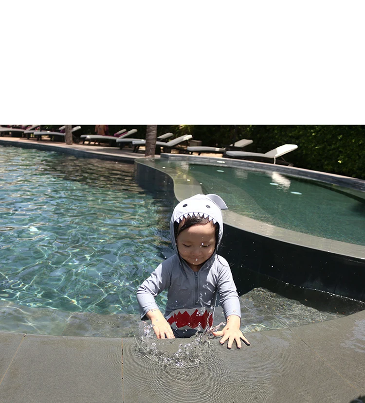 Roupa de Banho Crianças Maiô Bebê Menino Animais Tubarões Infantil Natação Roupas Piscina Proteção uv Terno 12 Mamãe e Bebê
