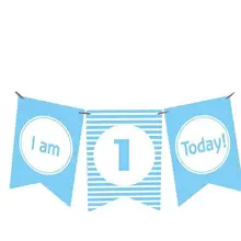 1 Set I am 1 Today Banner Paper Lovely Birthday Bunting One Year Old Baby Boys Girls the First Birthday Photo Props L50