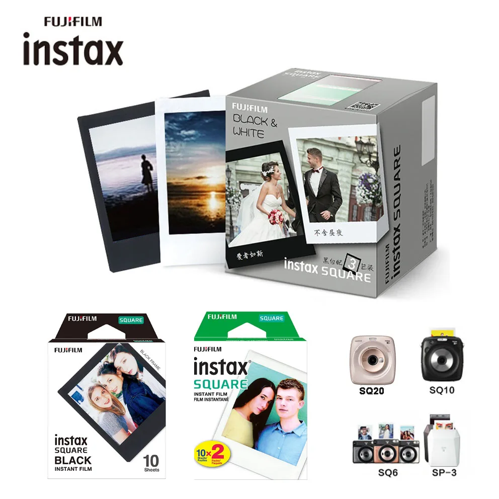 

Fujifilm Instax SQ20 SQ10 Square Film Twin Pack White Edge Black Edge Photo Film for Instax SQ10 SQ6 Instant Camera SP-3 Printer