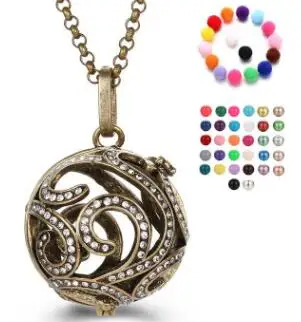 SHIYING Rhinestone circle pattern cage 4 colour for pregnant women baby Necklace With 16mm chime Balls we do production SYYF0123 - Окраска металла: BRONZE