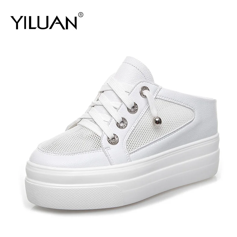 

2020 summer Hollow Leather white slippers Cross tied women's shoes Mesh Flat Small size 32-40 Flat Platform Casual Shoes woman