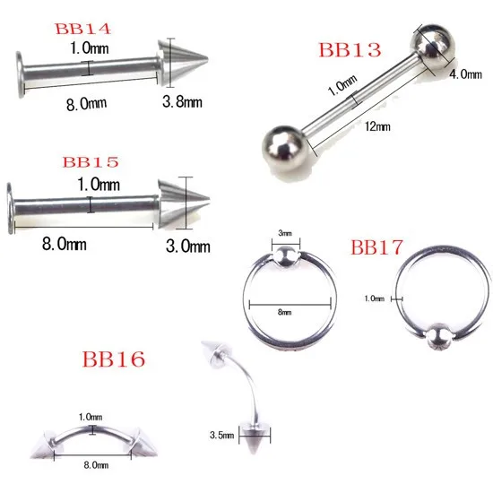 5 шт. серебряный цвет 316L нержавеющая сталь штанги, кольца для ...
