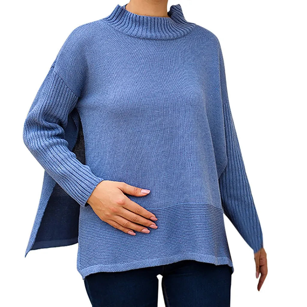 SAGACE/Высококачественный Зимний вязаный свитер, Женский пуловер, топы, зимний круглый вырез, длинный рукав, шикарный Повседневный Женский пуловер, свитер - Цвет: Синий