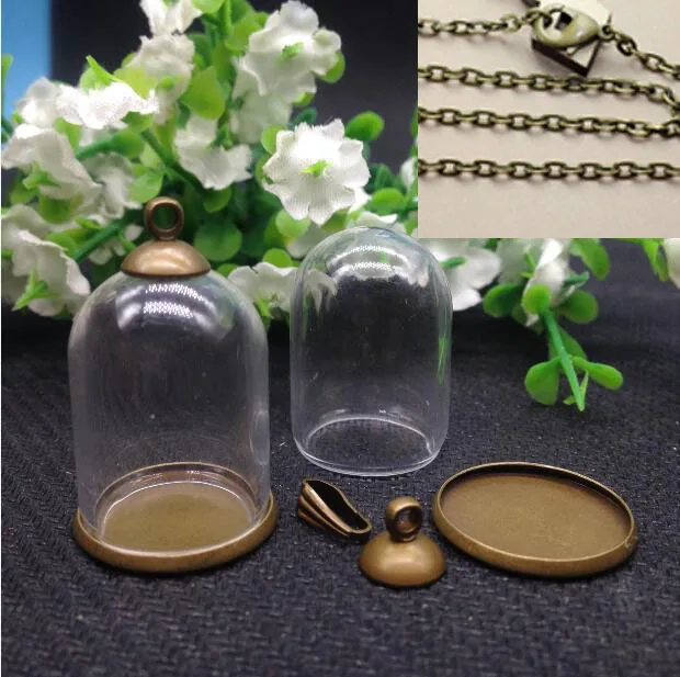 Купольный Клош стеклянные глобусы бутылка банка Кулон Античная бронза поднос