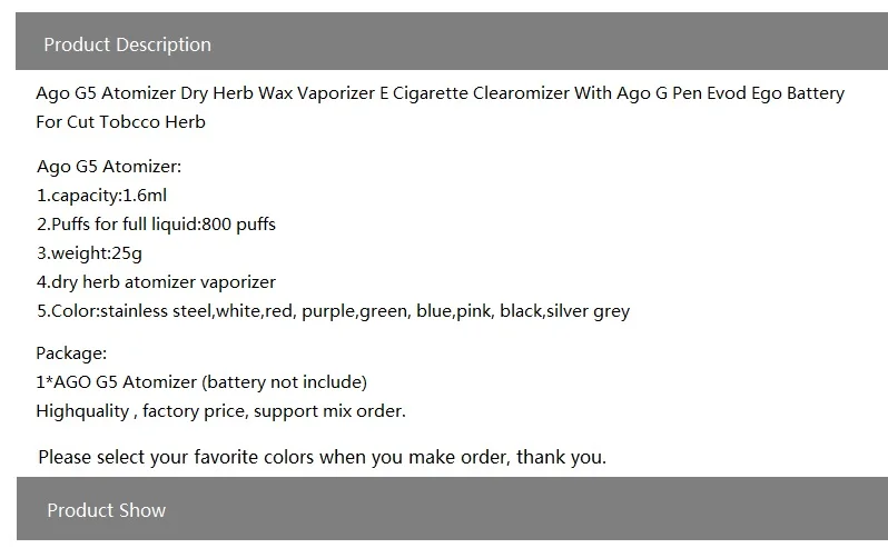 G5 atomizer
