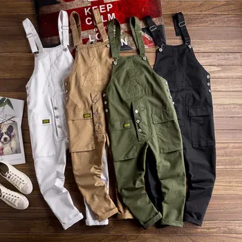 

Super Hnadsome Mens Jumpsuits Japanese Retro Street Style Overalls Trend Men's Bib Pants Loose Couple Casual Work Pants