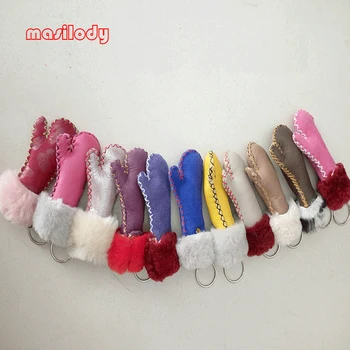 

100pcs/lot Mini Fur Glove Keychain car keychain handbag keyring Christmas festival gifts Gloves key ring Bag Pendant