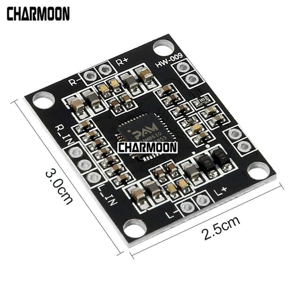 

Amplifier Board Digital Two-channel Stereo Power Amplifier Board Miniature With switch function DC 6-12V PAM8610 2x15W