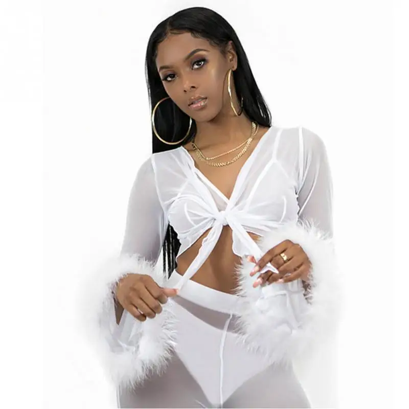2018 Новый Для женщин топы + брюки дамы Cover Up Бикини Пляж V Neck Crop Топы Широкие штаны