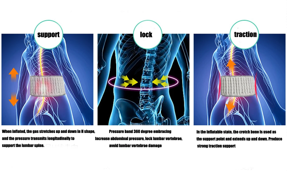 Поясничная Нижняя Скоба Поддержка ремень декомпрессии надувной воздушный тяговых массаж боли неотложной помощи для спина боли в пояснице