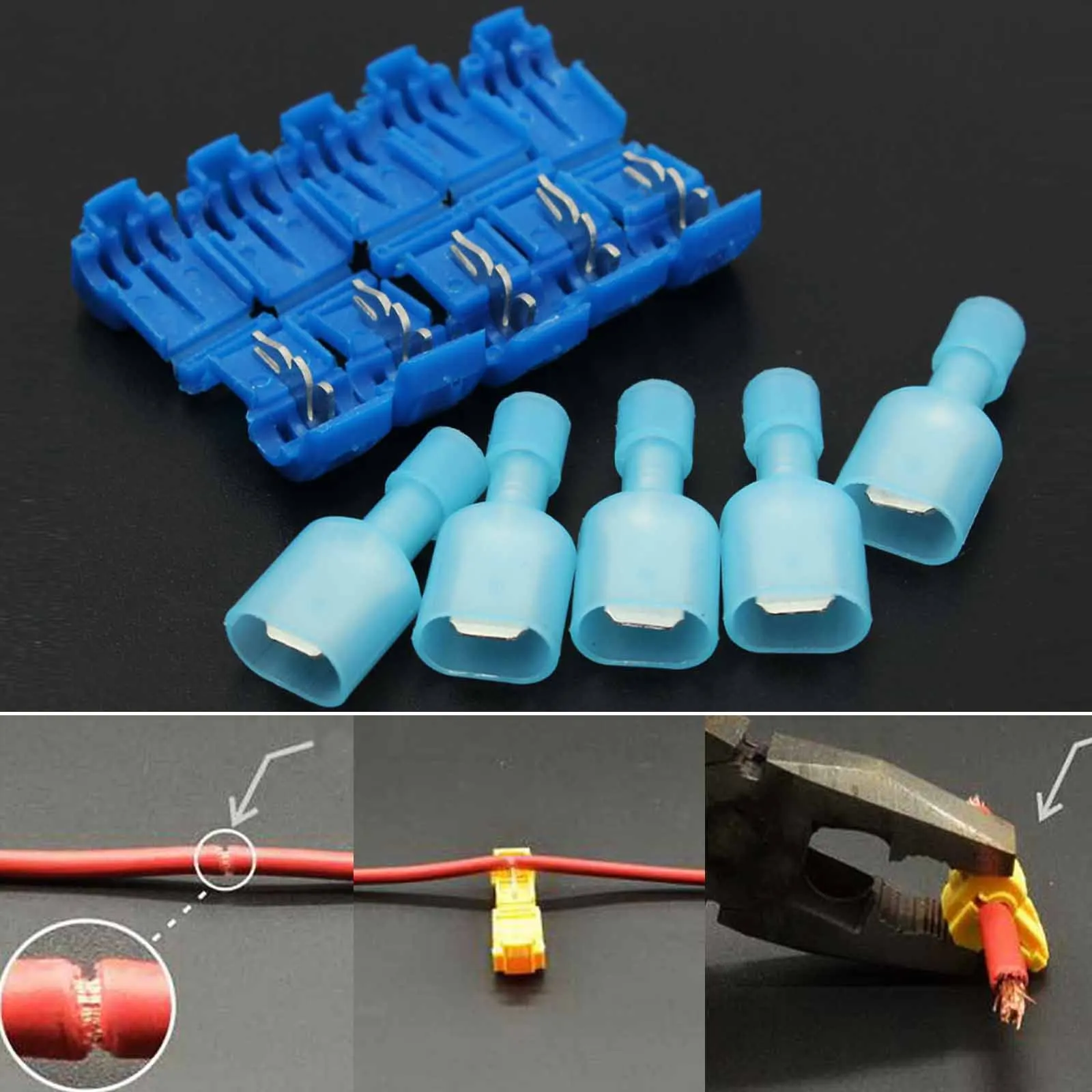 

40pcs T-Taps & Male Insulated Wire Terminals Connector Quick Splice Lock Wire Terminals Connectors Kit Tool Set For 16-14AWG