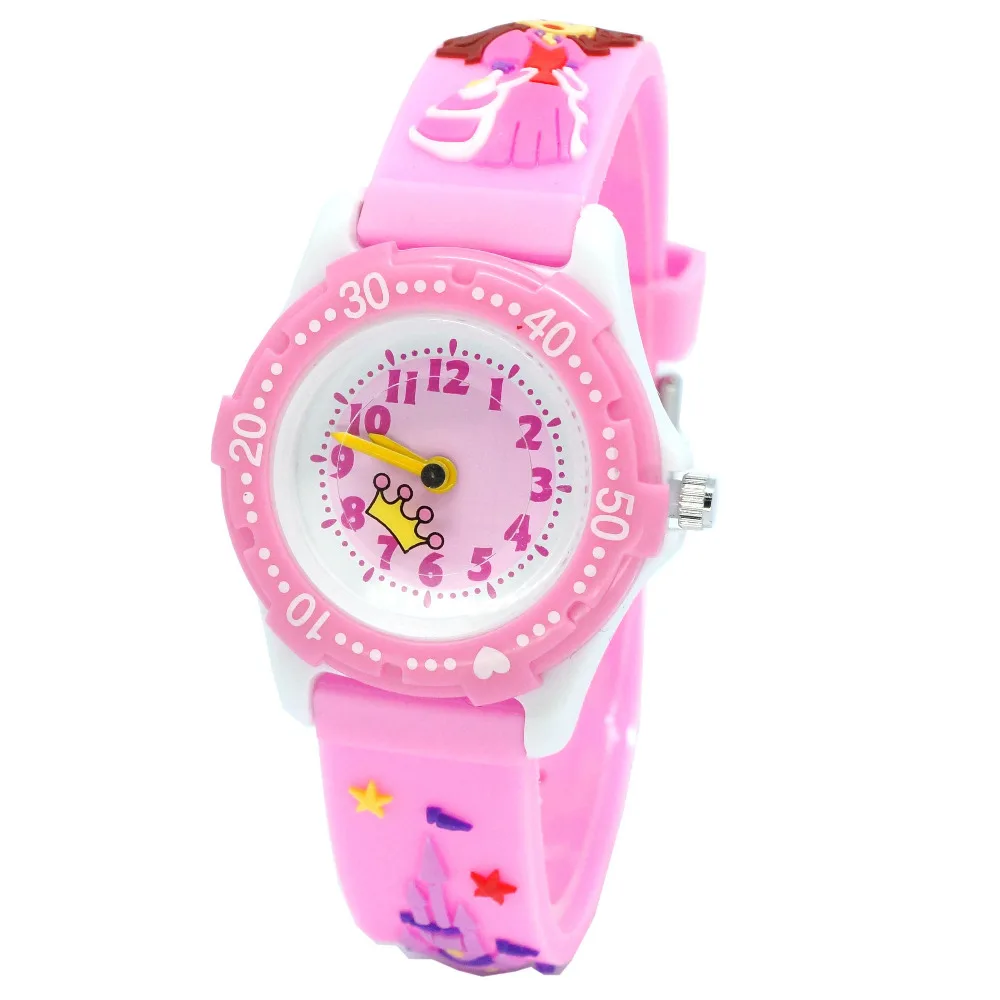 

Latest Style High Quality 3D Silicone Strap Children Quartz Watch Princess Crown Castle Design for Girl Students Boy Clock Reloj
