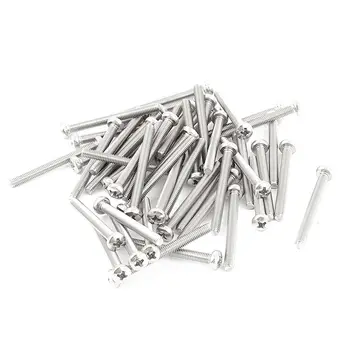 

EWS-50 pieces M3 x 30 mm Cross round screw silver head bolts