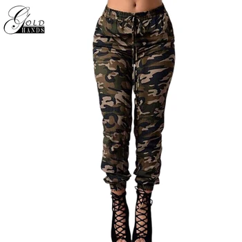 

Women Camouflage Pants Printing High Elastic Waist Casual Trousers Women Military Straight Pant Female Panelled Printed Pant