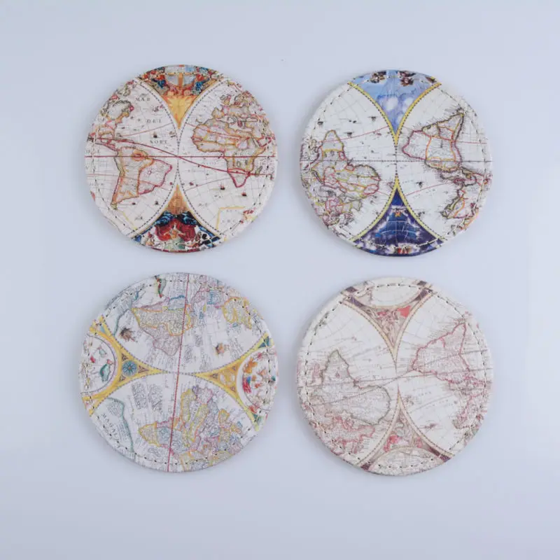 

LINKWELL Set of 4 10x10cm Antique Accent Vintage Old World Map Round Bar Coaster Table Cup Holder Drink Placemat Mat Tabletop