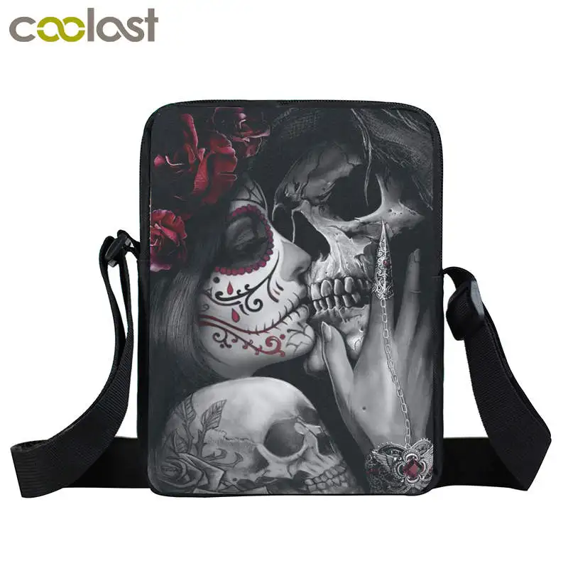 الظلام القوطية فتاة البسيطة الجمجمة Crossbody أكياس للرجال فاسق النساء الاطفال الصخرة حقائب الشاطئ الفتيان الفتيات حقيبة كتف المحمولة الورك هوب...