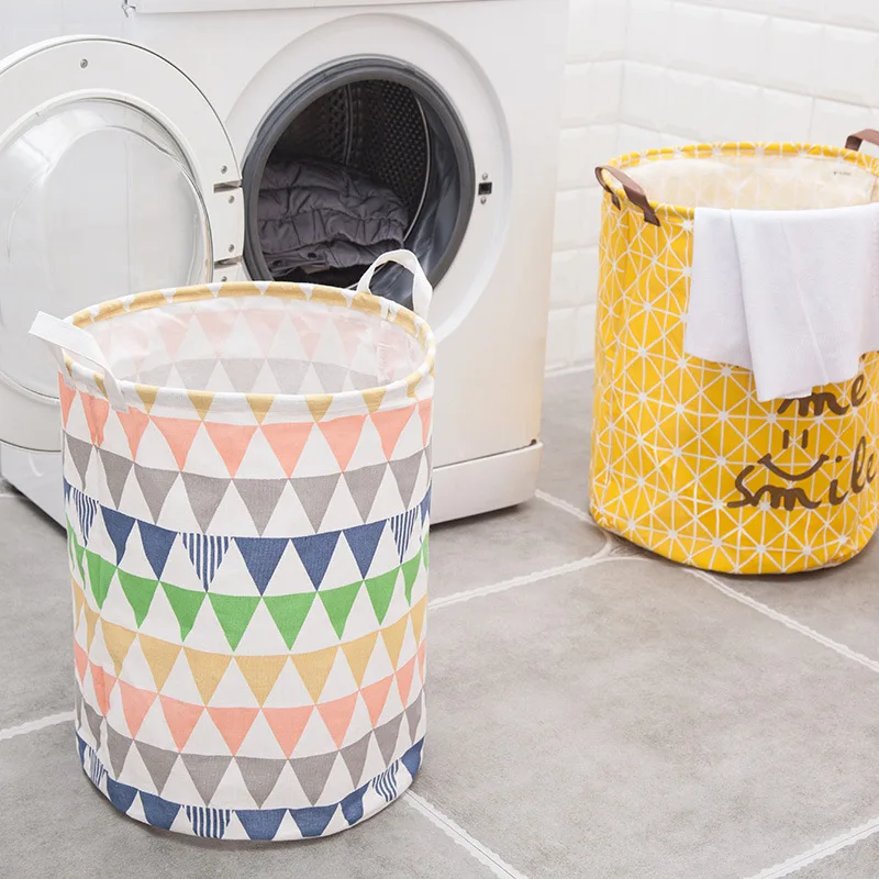 Folding large cotton linen cloth laundry basket laundry basket household clothes toys dirty clothes collection basket