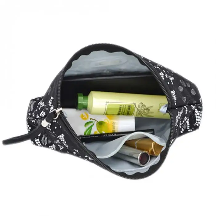Горячая кружевная сумка для хранения, дорожная косметичка для макияжа, органайзер, сумка на молнии, BVN66