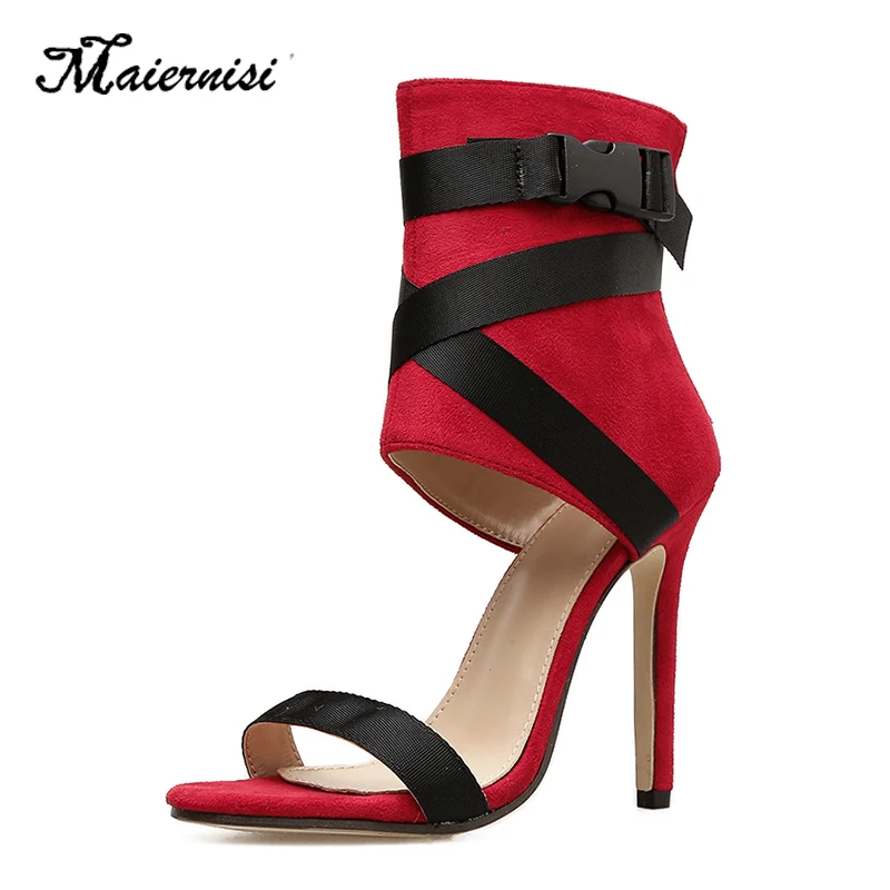 

MAIERNISI Woman Sandals Shoes High Heels T-stage Sexy Dancing Party Wedding Ladies Shoes Hasp Pumps Plus Size 35-43 Stilettos