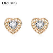

Cremo Heart Shaped Earrings For Women Birthday Gifts Boucle D'oreille Femme Korean Fashion Geometric Rose Gold Fine Jewerly