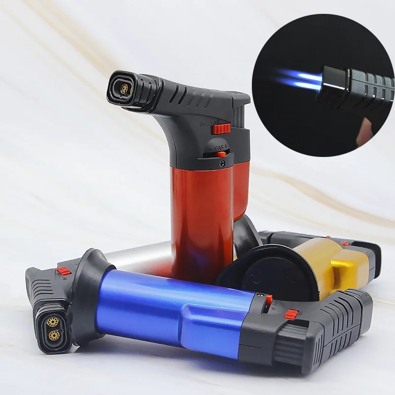 

BBQ Welding Torch Turbo Lighter Jet Portable Spray Gun Two Nozzles Fire Windproof Cigar Pipe Gas Lighter 1300 C Butane Kitchen