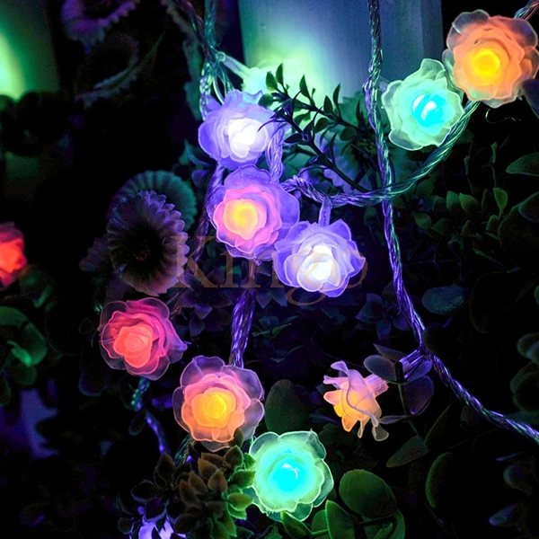 Rose flower shape LED String Lights Battery Operated lights for Holiday