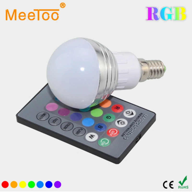 

New Year Lighting E14 9W RGB LED Lamp 110V 220V 16 Color Change RGB Bulb Light Lamp With Remote Control For Bar KTV Decoration