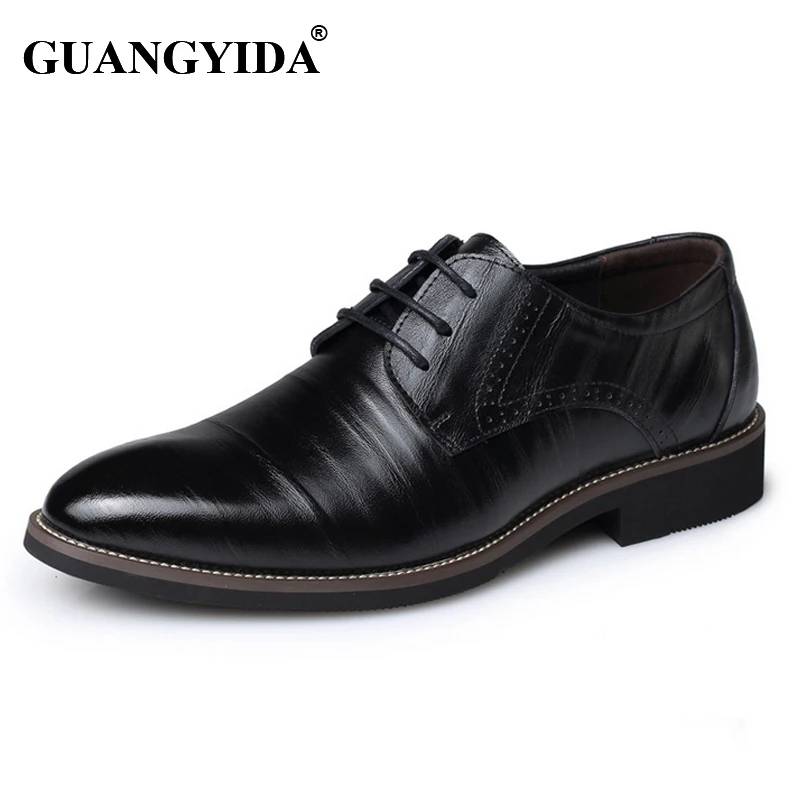 

2017 Men Dress Shoes Genuine Leather shoes Top Quality Italian Craftwork Brogues Oxfords Derby wedding shoes for men