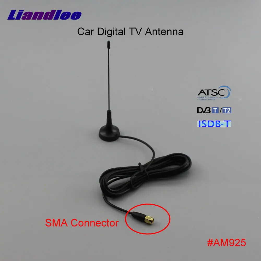 

Liandlee Car Digital TV Antenna Amplifier DVB-T ISDB-T ATSC Automobile Active Aerial SMA Connector Male Plug Booster ANT #AM925