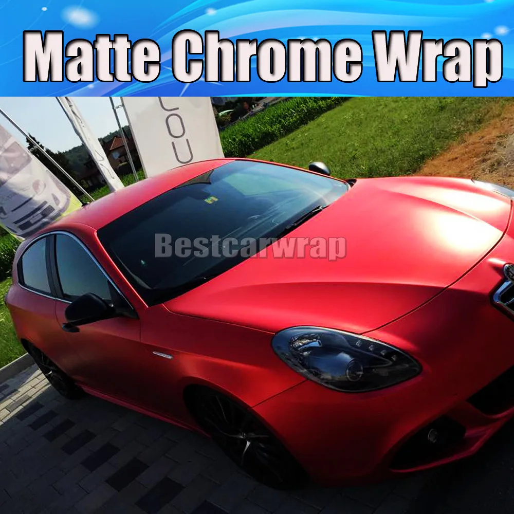 Buy Red Metallic Matt Chrome Vinyl wrap Car Wrap with