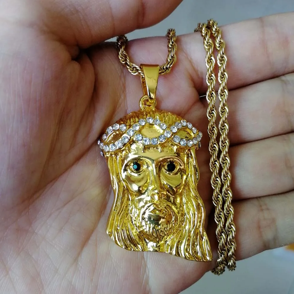Распродажа 26 стилей хип-хоп крест Иисуса кулон ожерелье ювелирные изделия для мужчин ICED OUT BLING N07 - Окраска металла: N610 gold