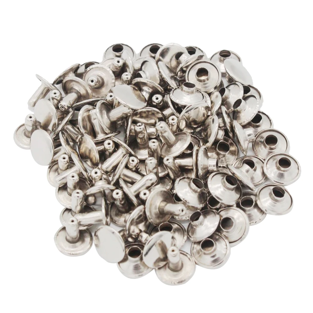 fityle 50Pcs/set Silver Round DOUBLE CAP Copper Rivets Studs For Jeans Pants Clothing Decorative Accessories