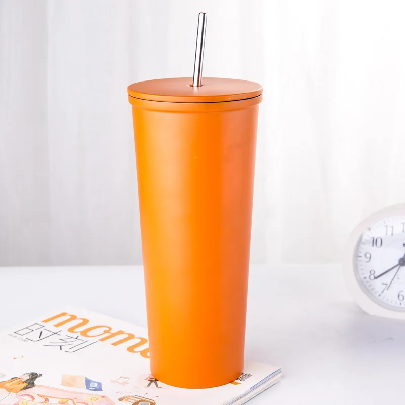 Горячая 600 мл Термокружка для путешествий кофейная кружка с крышкой бутылка для воды в автомобиль кофейная чашка со льдом Термокружка для подарка - Цвет: Orange
