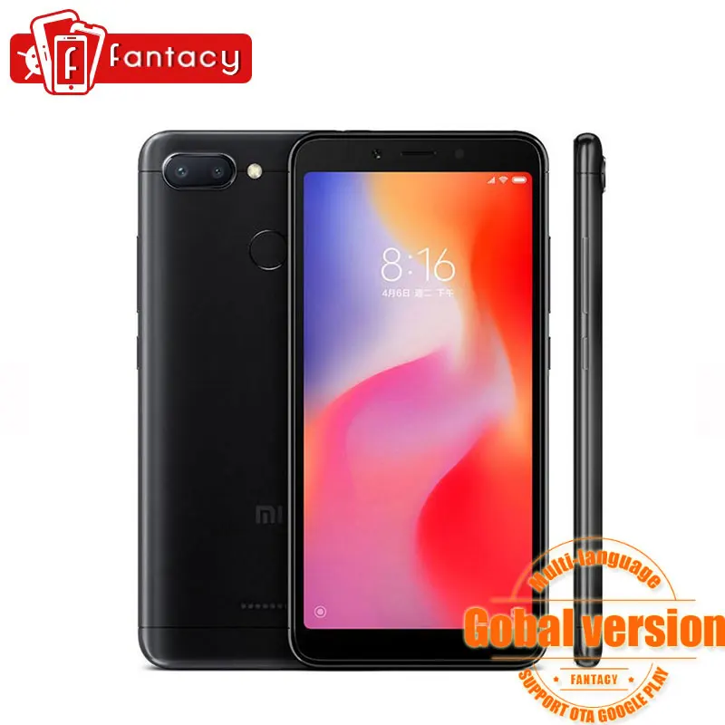 Xiaomi Redmi 6 смартфон глобальная версия 3 Гб 64 5 45 ''hd полный экран Octa Core 18:9 AI Face Dual