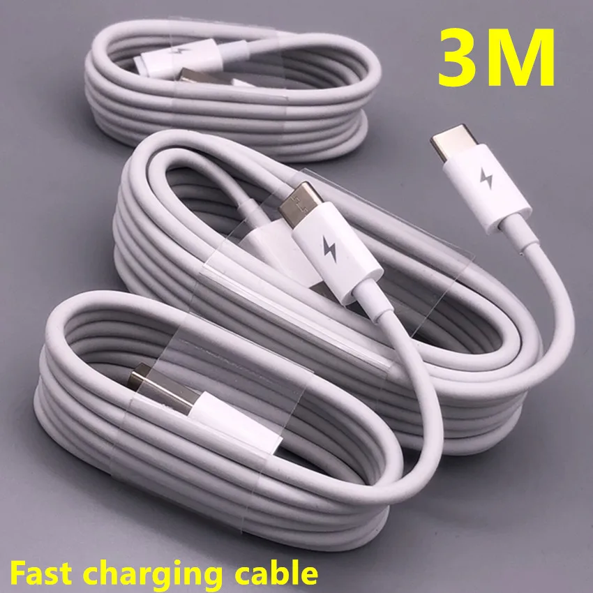 

100Pcs/lot original 1m/3ft 3m/9ft OD: 3.5mm Data USB Fast charger Cable for iphone 6 7 8 X MAX type c micro usb cable