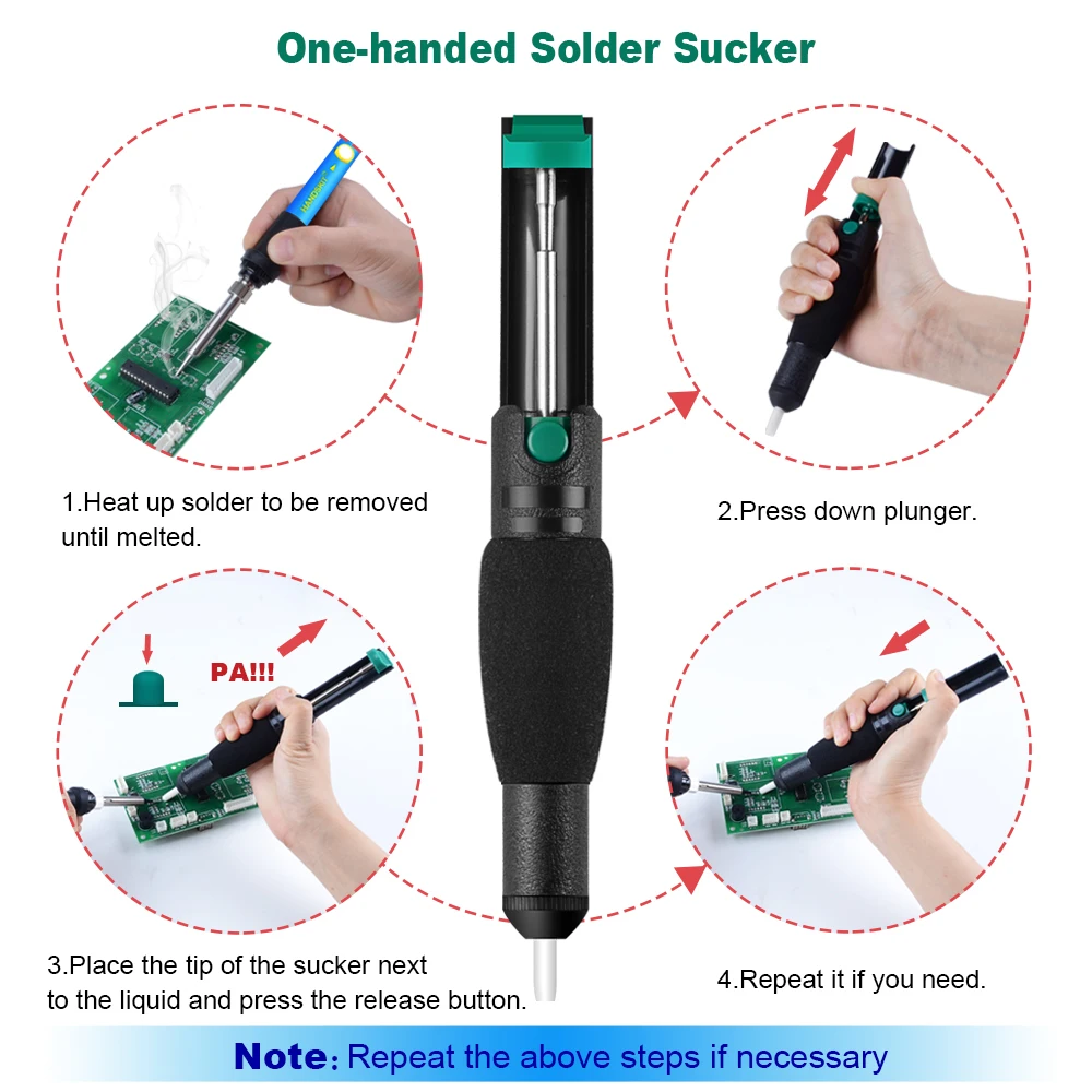 Desoldering Pump Welding Wick Solder Wire Tweezers Set for PCB Electronic Component Removal Soldering Iron Pen Hand Tools Kit