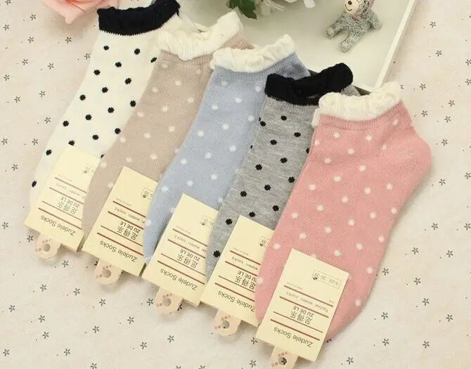 Hot Sale Women and Girl Solid Candy Color Dot Short Sock lace ladies' socks | Женская одежда