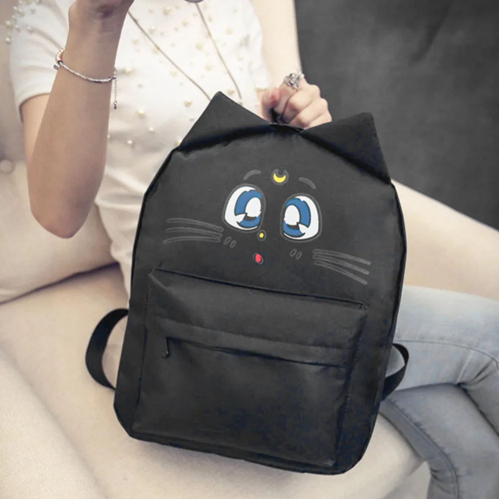 Милый рюкзак с принтом кота, женский холщовый школьный рюкзак для подростков, Женский Повседневный милый рюкзак, сумки для книг, Mochila Feminina