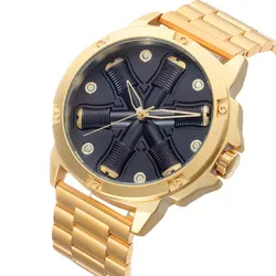 SKONE Военная мода кварцевые часы для мужчин нержавеющая сталь ремень уникальный дизайн модные повседневное золотой для мужчин s