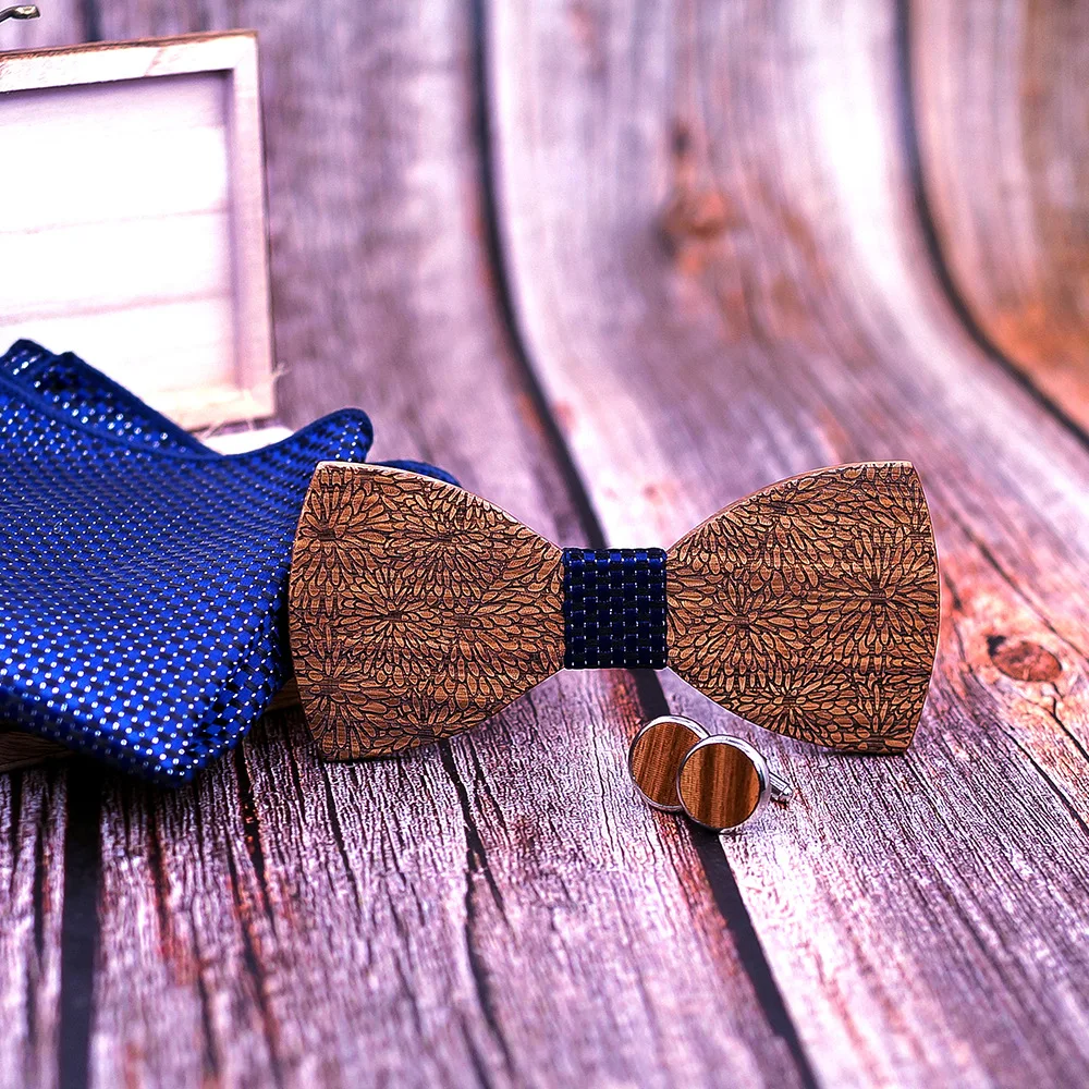 2019 Новый Зебра резной деревянный галстук-бабочка галстук шарф Набор Запонок Европа и США Свадебный деревянный Мужской Жених аксессуары