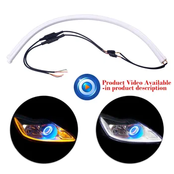 

2pcs/lot 60cm Angel Eye Running Car LED Light Tube Guide Soft Flexible Auto Strip Headlight Lamp for Passat b6 P21w Universal